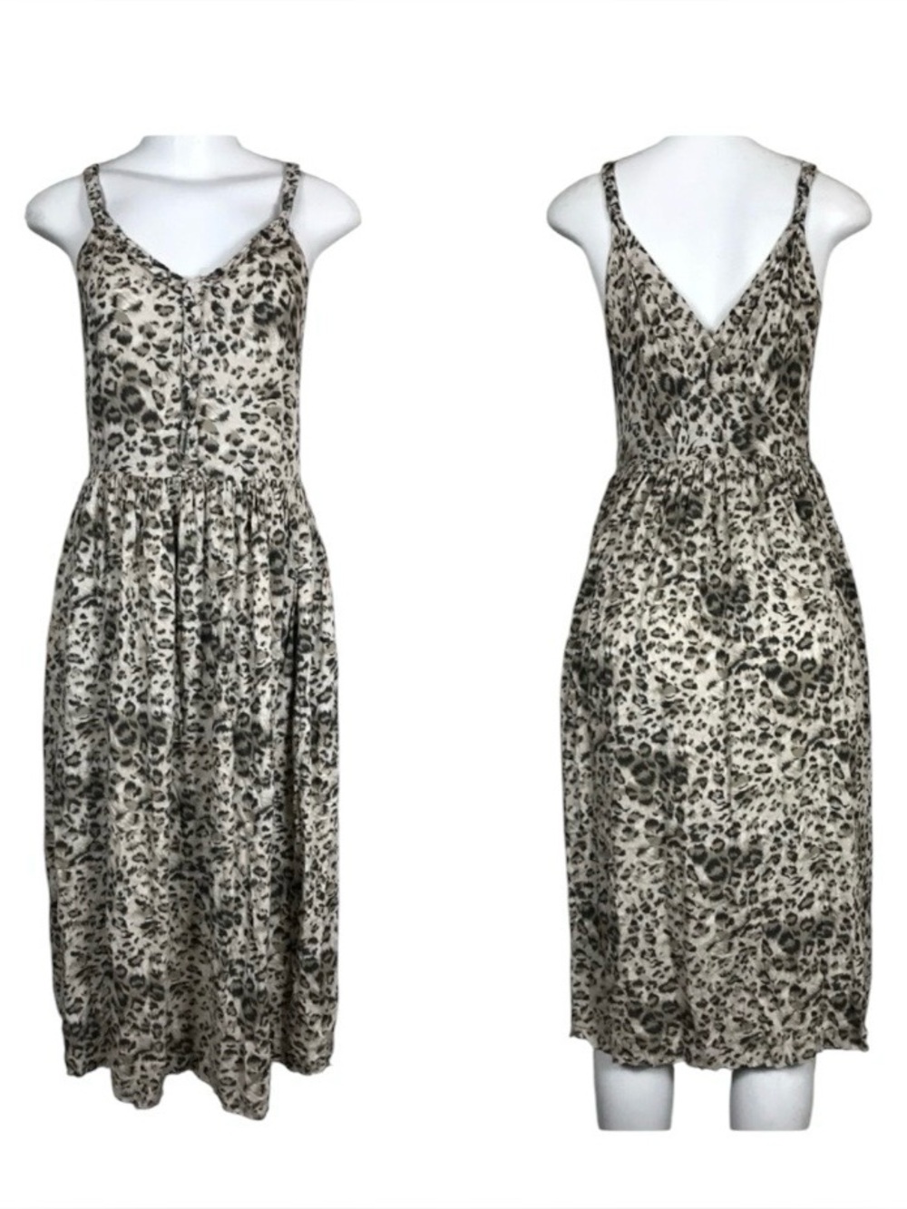 Rebecca Taylor Dress Size 2 Leopard Sleeveless Gauzy Animal Print V Neck Goth